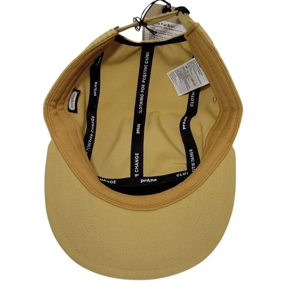 Prana Foothills Flat Brim‎ Hat UPF 50 Tan Adjustable Unisex Logo Packable NEW